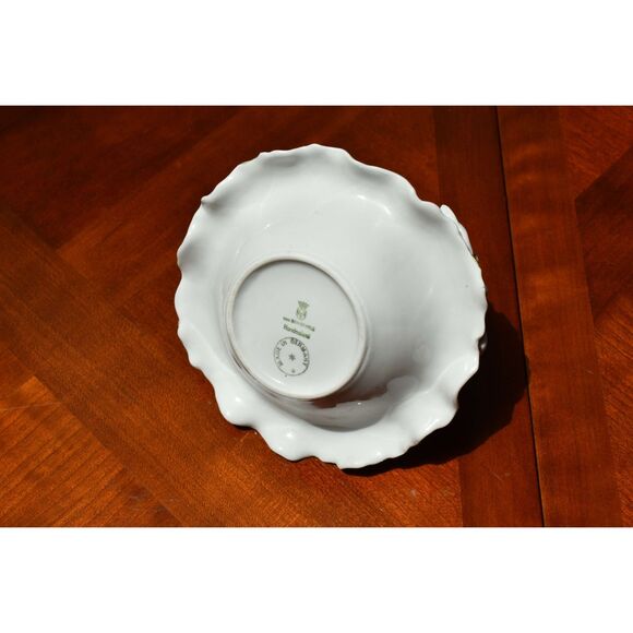 Von Schierholz German Porcelain Basket Gold Gilded Leaves Handmalerei Rose - Picture 6 of 6